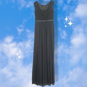 David's Bridal gray Lace Maxi Dress